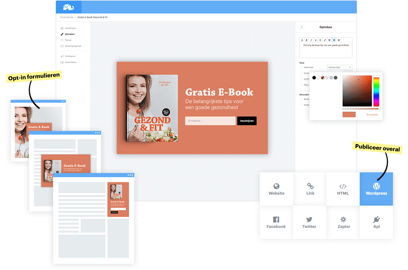 Maak en publiceer opt-in formulieren voor leadgeneratie. Gebruik slimme opt-in formulieren, leadvangers en popups om meer leads te genereren.